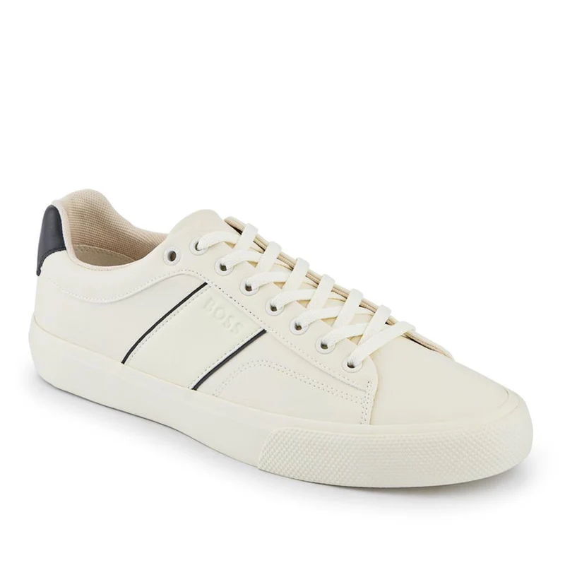 Boss Faux-Leather Lace Up Trainers - HUGO41503 / 327 623 - Cream