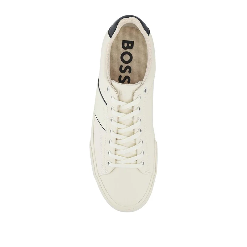 Boss Faux-Leather Lace Up Trainers - HUGO41503 / 327 623 - Cream