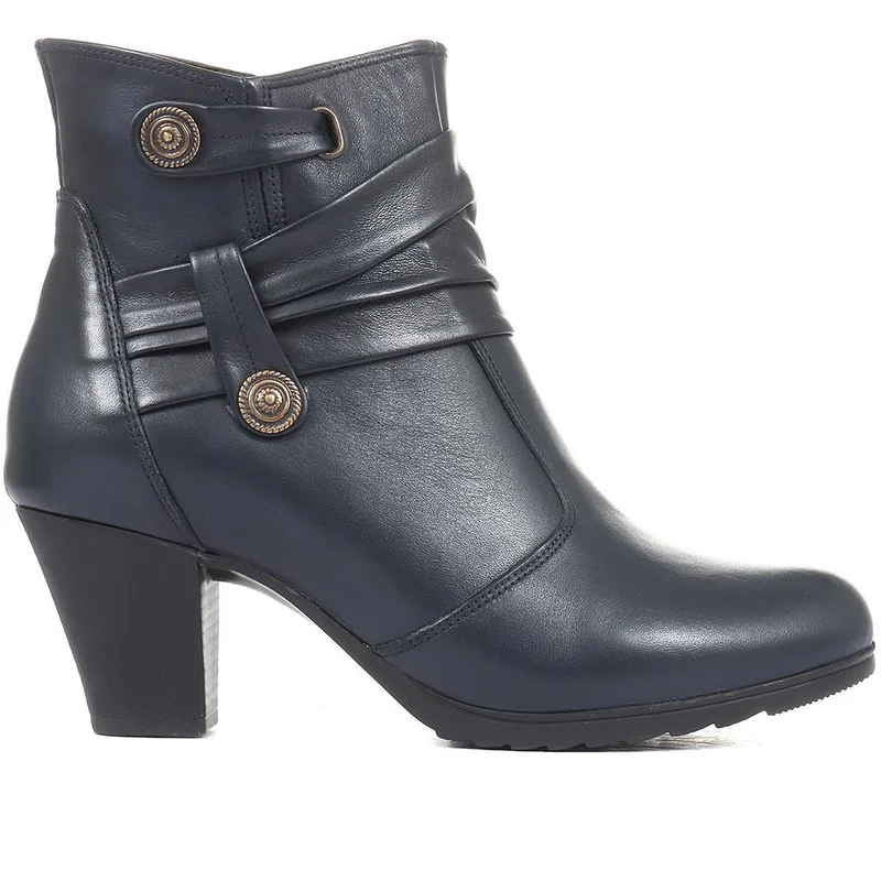 Leather Ankle Boots - VED34003 / 320 367 - Navy