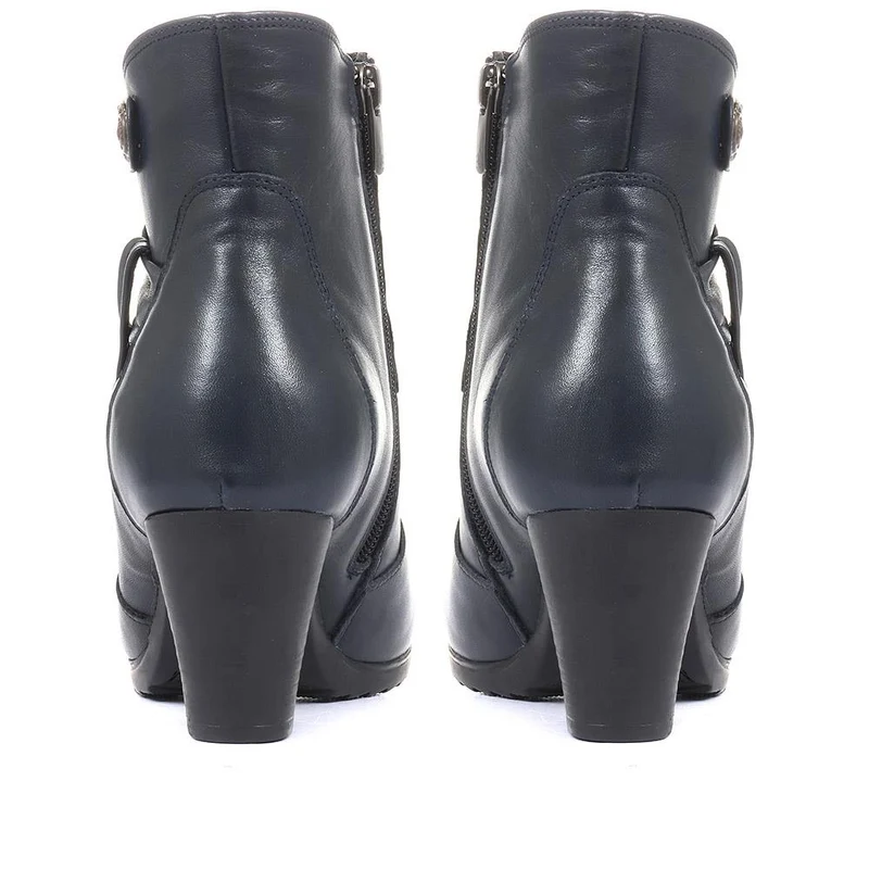 Leather Ankle Boots - VED34003 / 320 367 - Navy