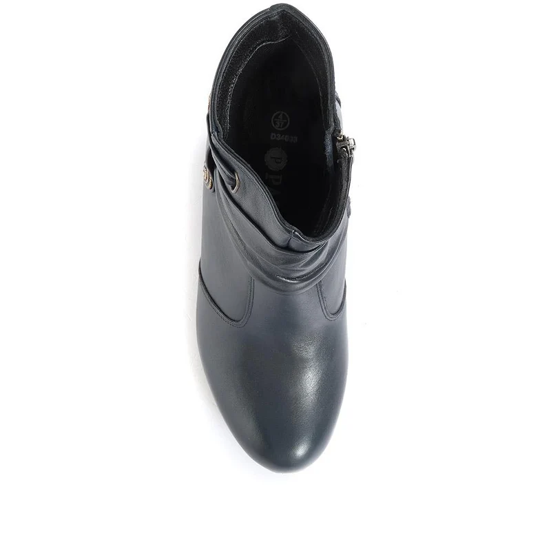 Leather Ankle Boots - VED34003 / 320 367 - Navy