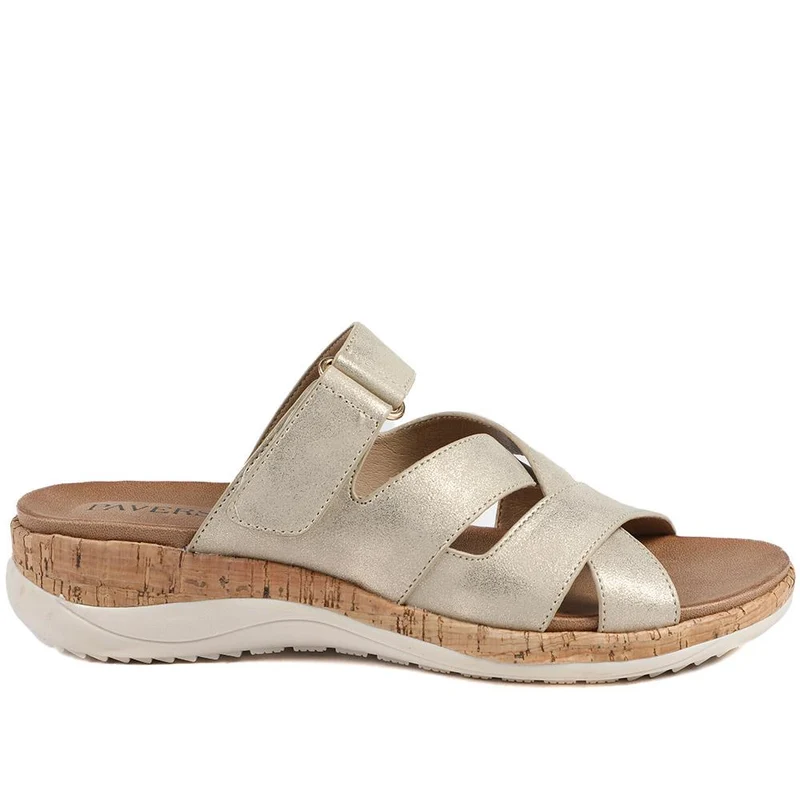 Wide Fit Adjustable Strappy Sandals - BAIZH43049 / 329 149 - Soft Gold