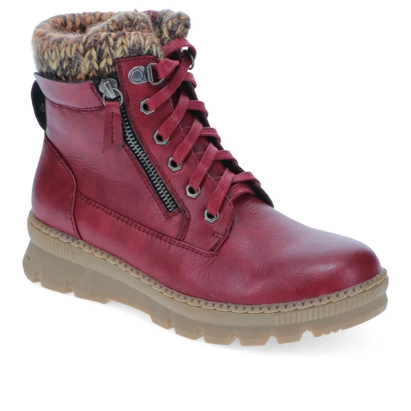 Knitted Cuff Lace-Up Boots - WBINS40171 / 326 117