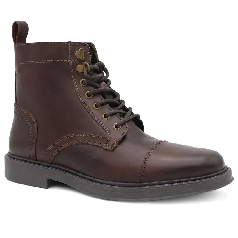 Leather Casual Lace Up Boots - JFOOT44019 / 330 430 - Brown