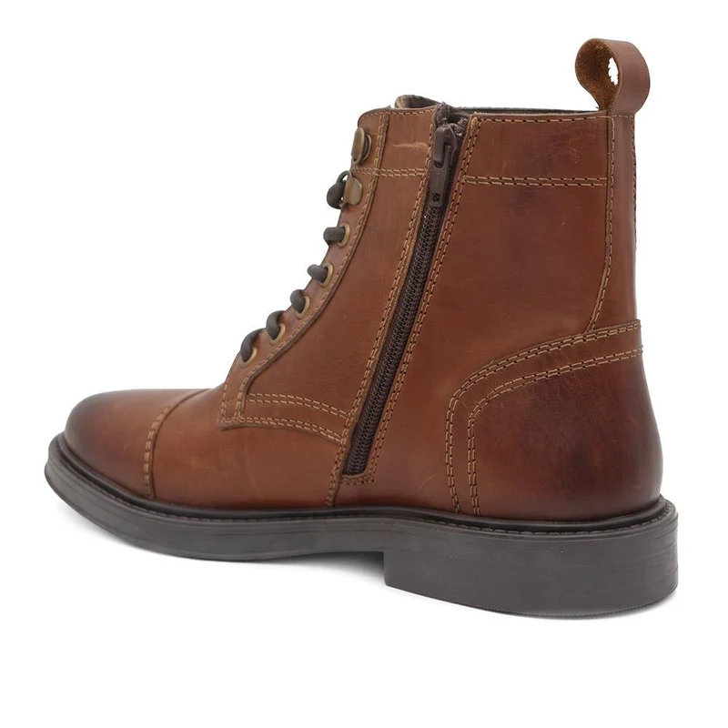 Leather Casual Lace Up Boots - JFOOT44019 / 330 430 - Cognac