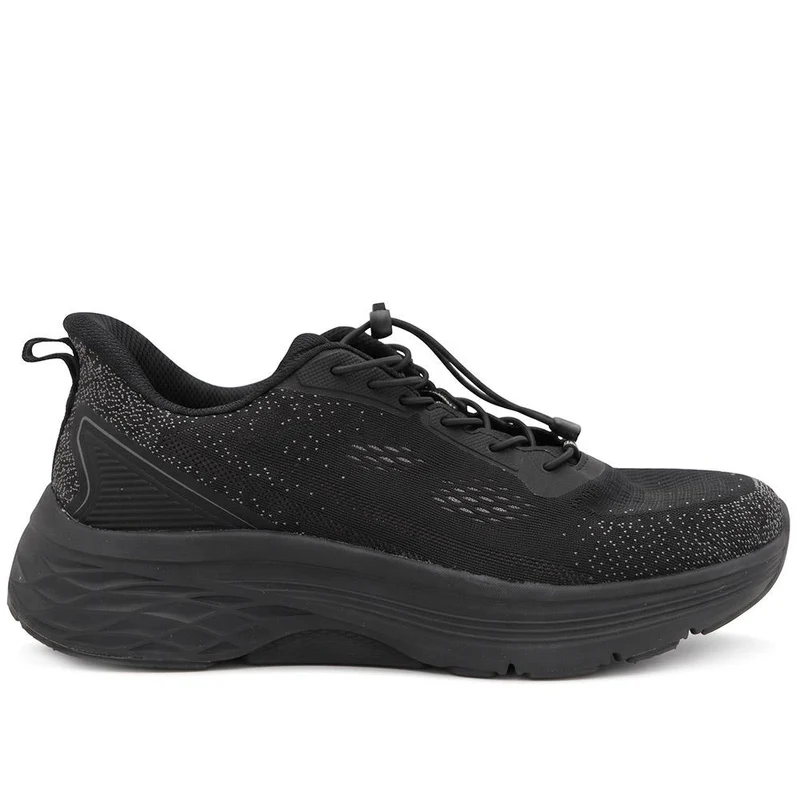 Wide Fit Sporty Bungee Lace Trainers - BOJIE44010 / 330 186 - Black-Black