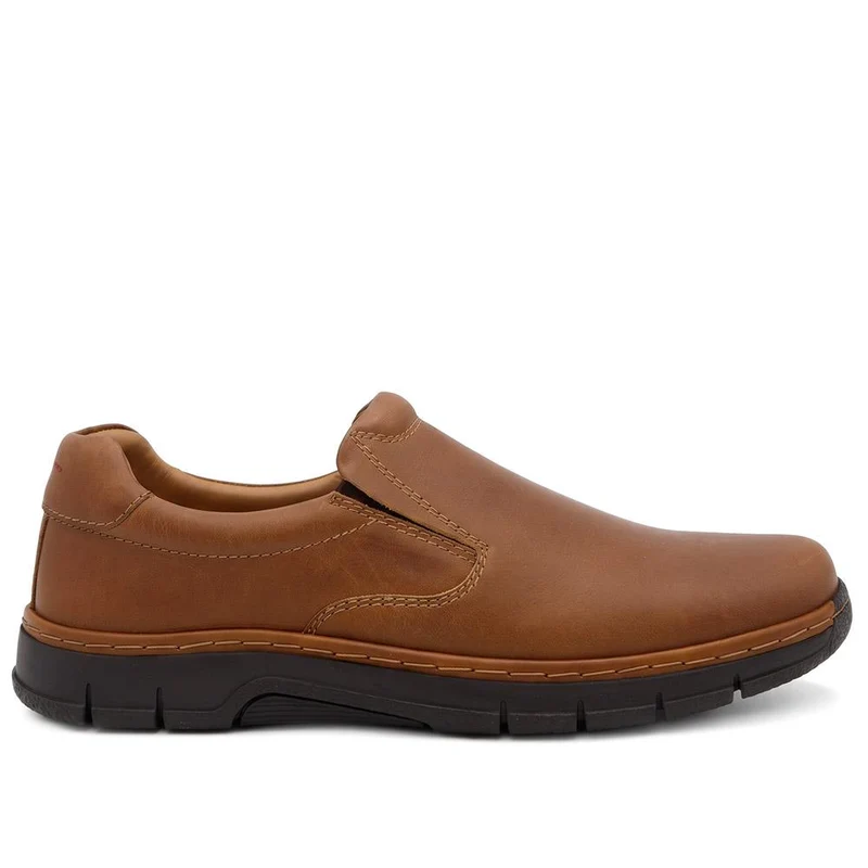 Wide Fit Leather Smart Slip On Shoes - PRFEM44015 / 330 422 - Tan