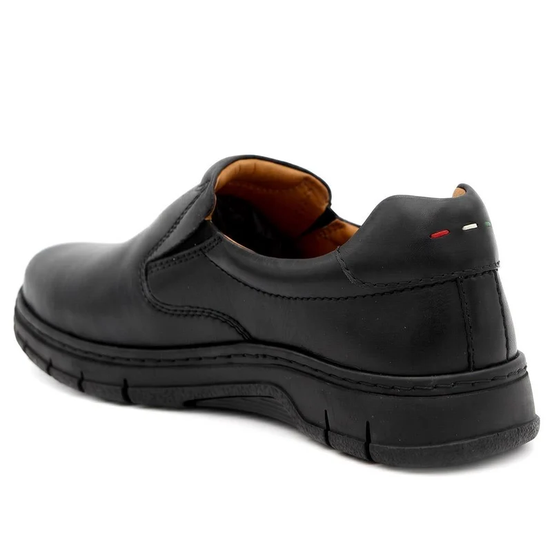 Wide Fit Leather Smart Slip On Shoes - PRFEM44015 / 330 422 - Black