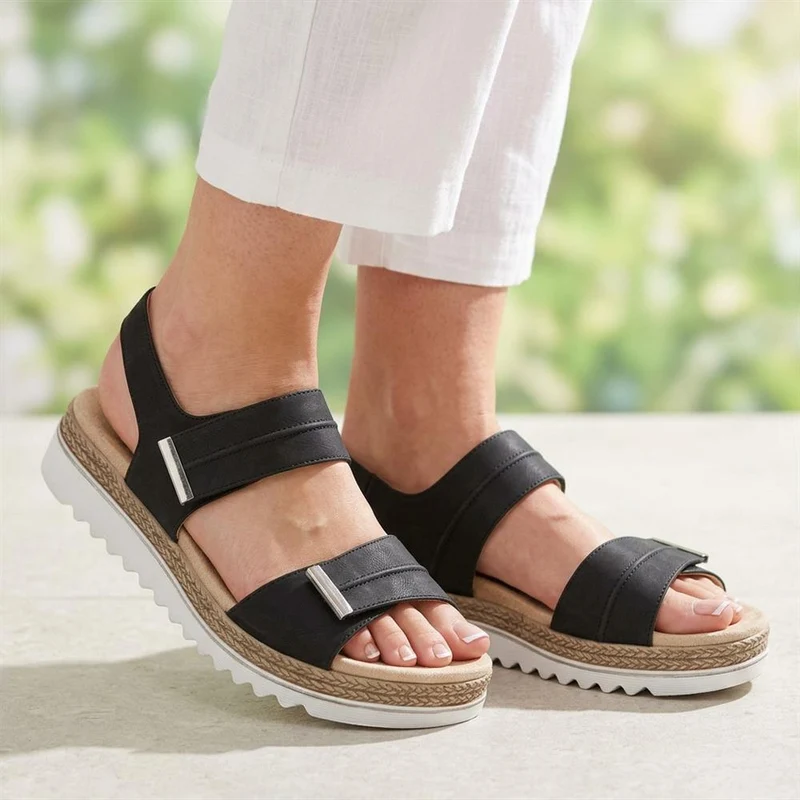 EasyFit Catena Extra Wide Touch Fasten Sandals - CATENA / 329 163 - Black