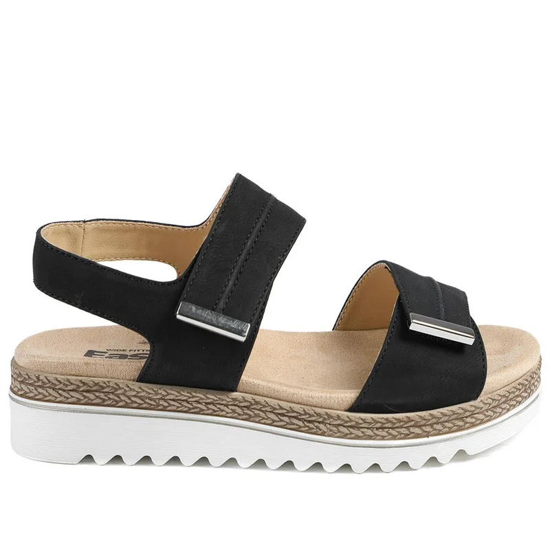 EasyFit Catena Extra Wide Touch Fasten Sandals - CATENA / 329 163 - Black