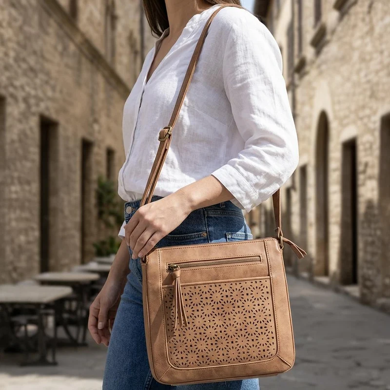 Adjustable Strap Daily Crossbody Bag - JEWN44000 / 330 169 - Cognac