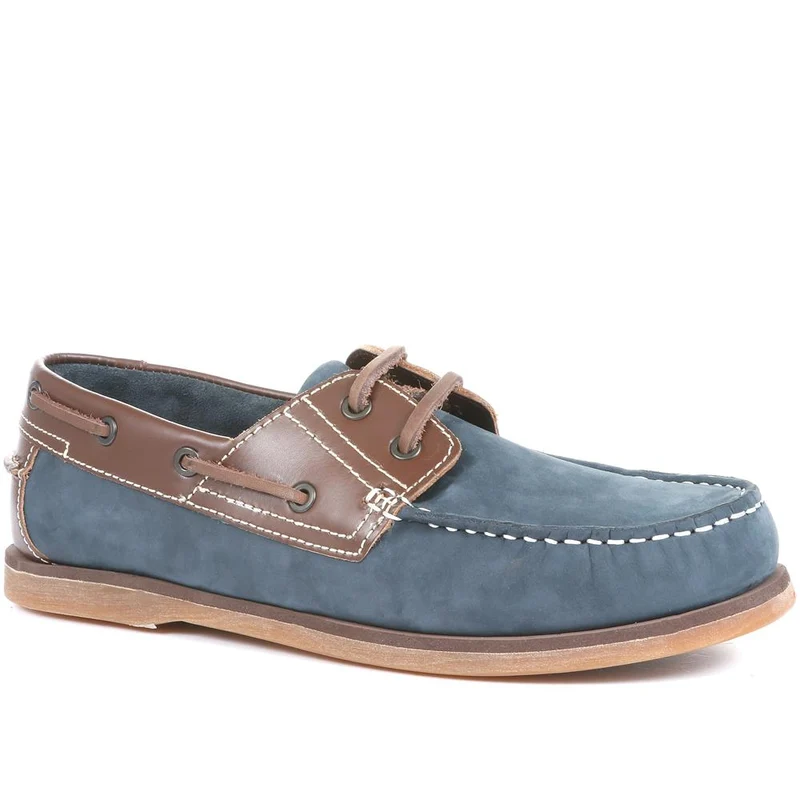 Wide Fit Leather Boat Shoes - SHAFI35003 / 321 523
