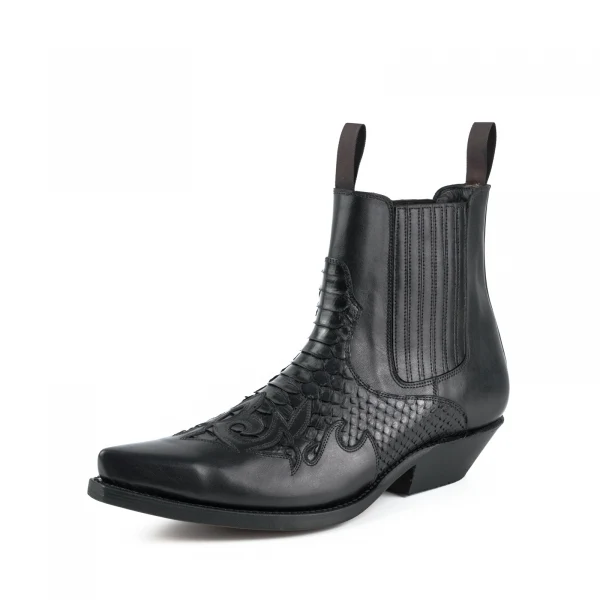 Cowboystiefel oder Stiefeletten für Damen und Herren, handgefertigt, Schwarz, Urban und Exotic 2500