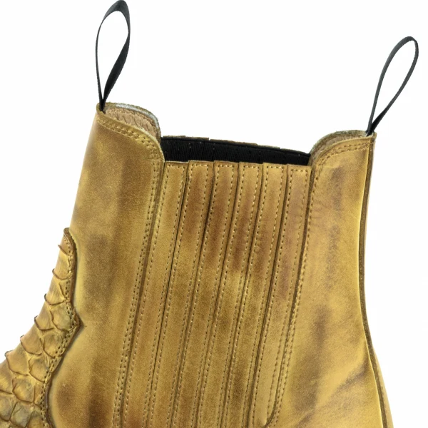 Handgefertigte gelbe urbane und exotische Cowboystiefel oder Stiefeletten für Damen und Herren 2500