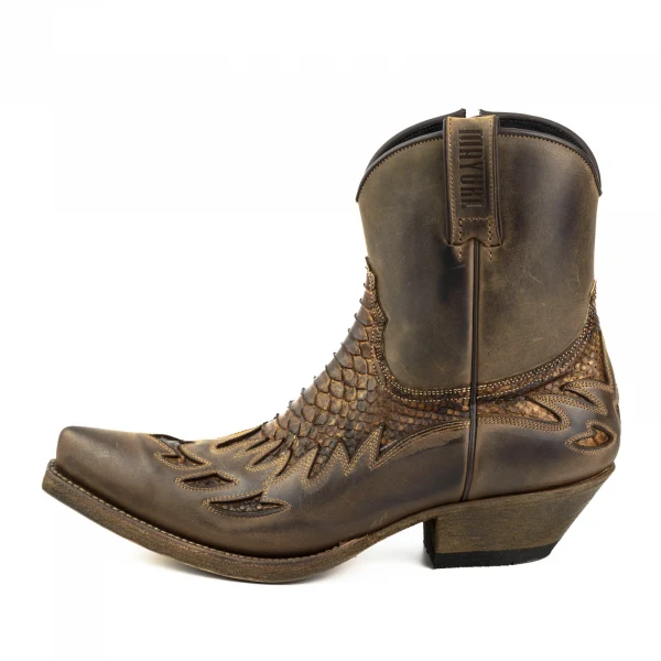 Handgefertigte Herren-Cowboystiefel oder Stiefeletten aus exotischem braunem Leder Terra 12 Texanas