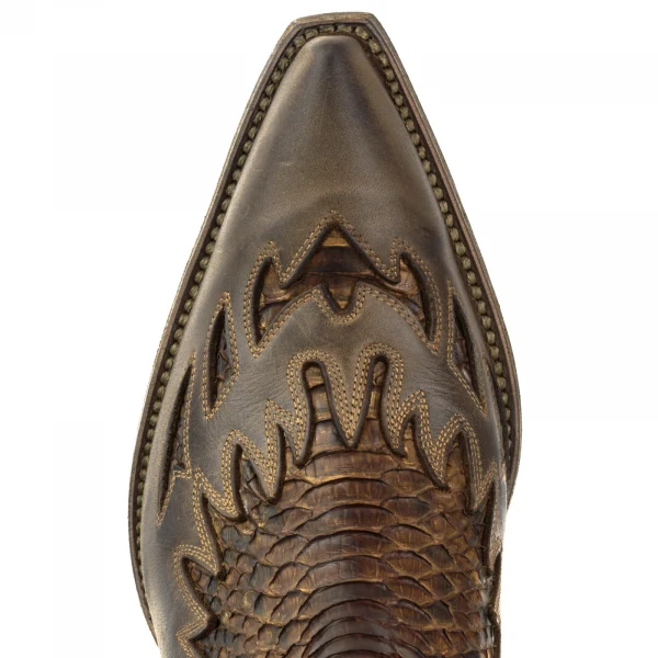 Handgefertigte Herren-Cowboystiefel oder Stiefeletten aus exotischem braunem Leder Terra 12 Texanas