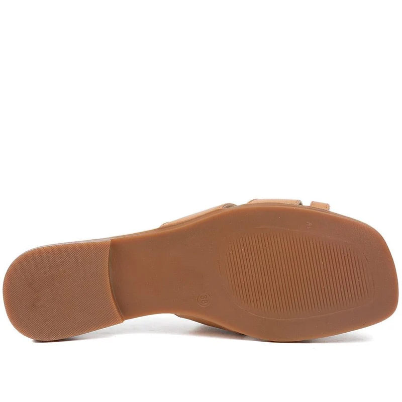 Isa Leather Slip On Sandals - ISA / 328 972 - Tan Leather