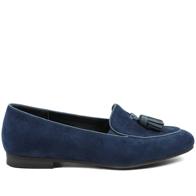 Smart Tasselled Heeled Loafers - WK43011 / 328 999 - Navy