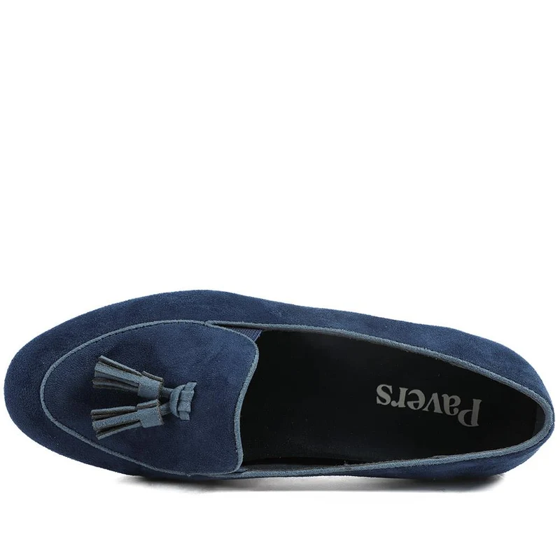 Smart Tasselled Heeled Loafers - WK43011 / 328 999 - Navy