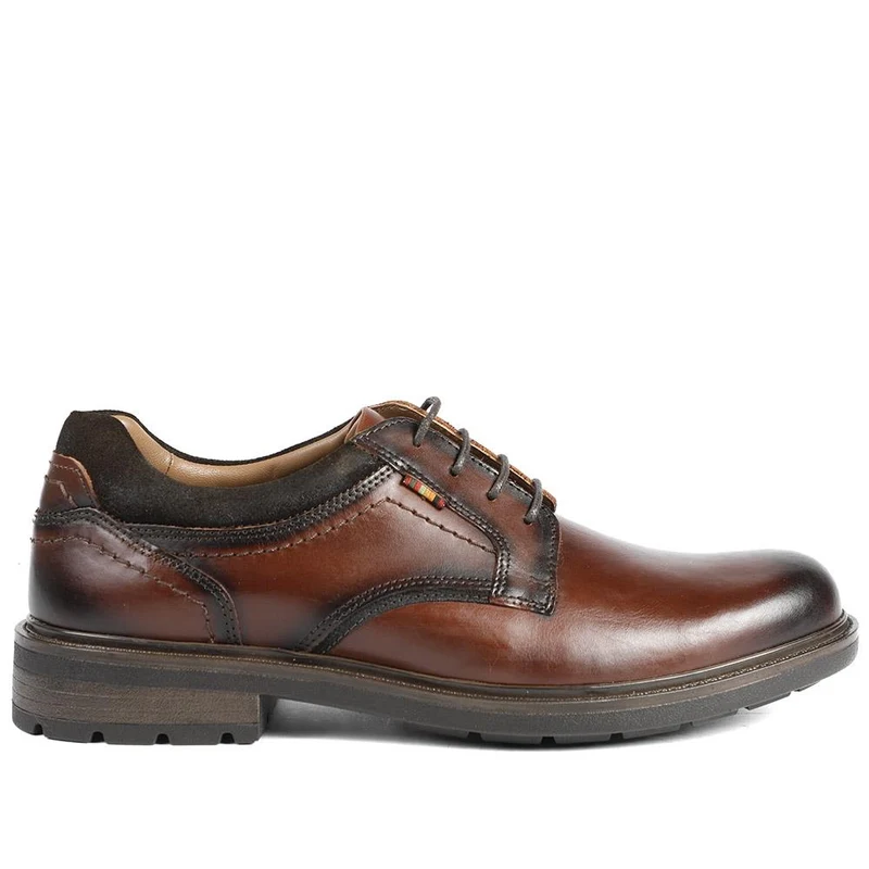 Wide Fit Leather Lace Up Shoes - FBFOO42005 / 327 996 - Brown