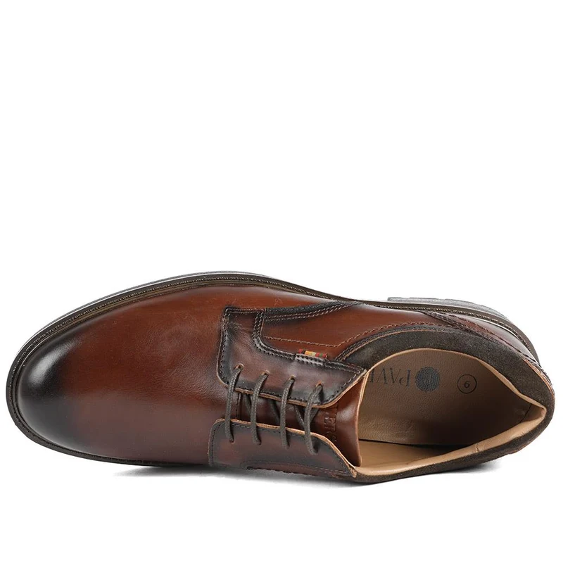 Wide Fit Leather Lace Up Shoes - FBFOO42005 / 327 996 - Brown