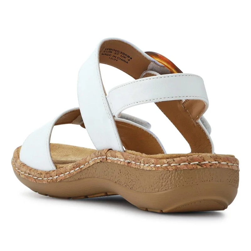 Adjustable Buckle Detail Comfort Sandals - WBINS39084 / 325 249 - White