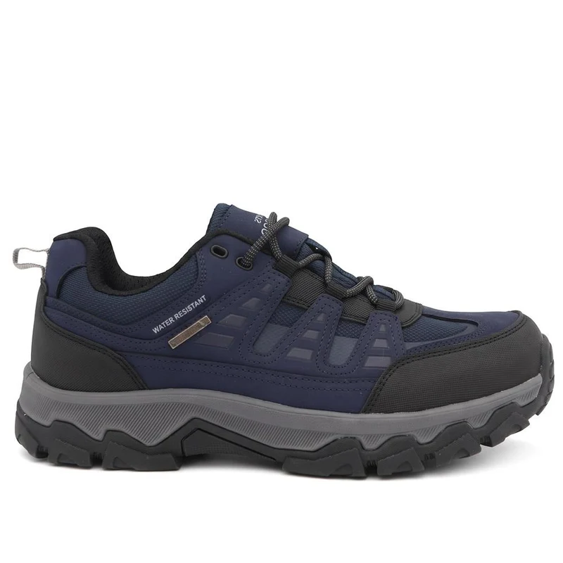 Extra Wide Leather Walking Trainers - FOCUS44001 / 330 474 - Navy