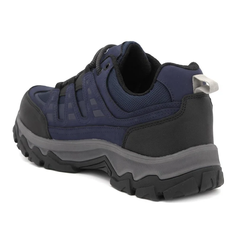 Extra Wide Leather Walking Trainers - FOCUS44001 / 330 474 - Navy
