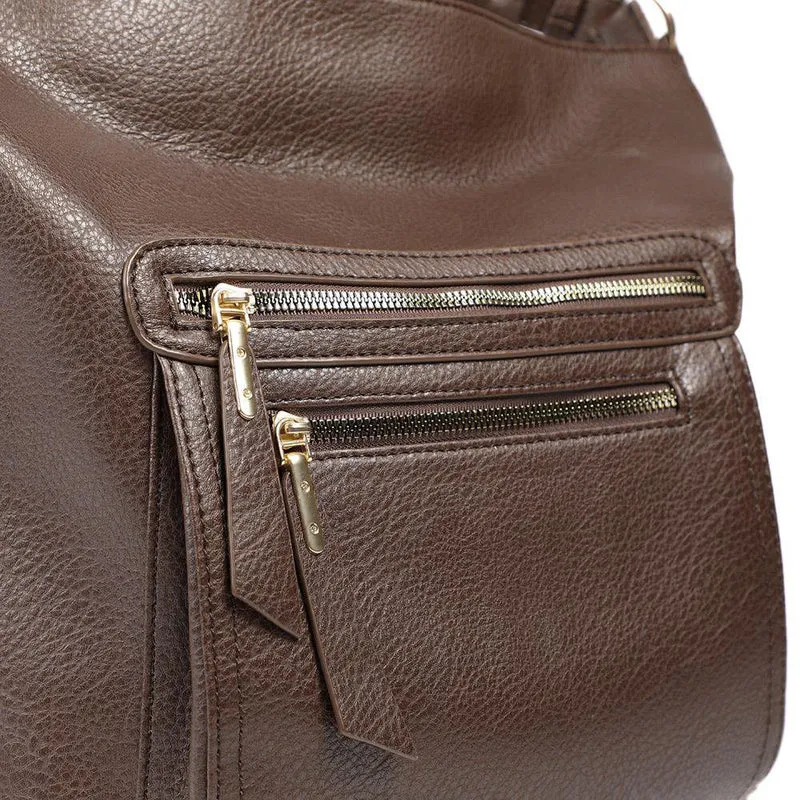 Multi Zipped Stylish Shoulder Bag - RIM42007 / 328 658 - Brown