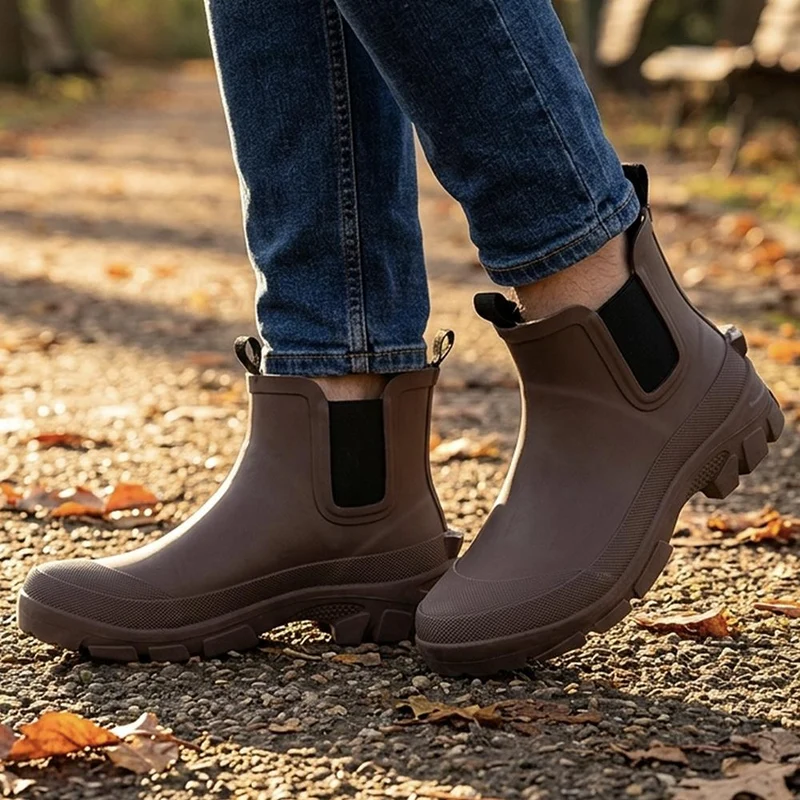 Rubber Slip On Ankle Boots - RAI42002 / 328 518 - Dark Brown