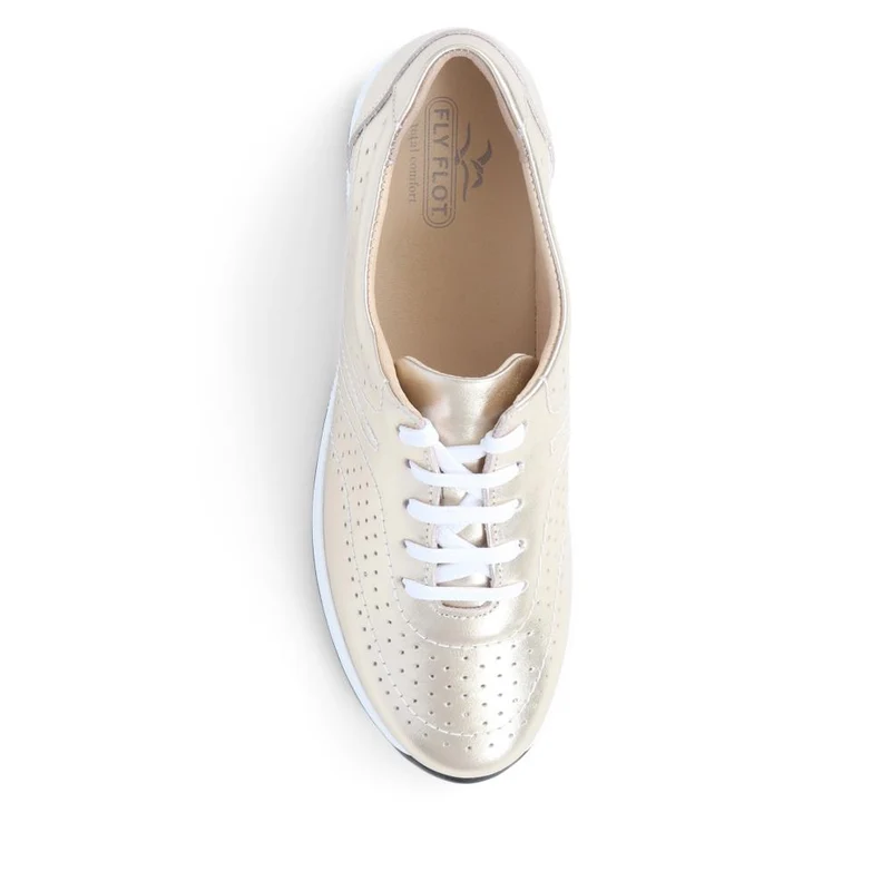 Fly Flot Lace Up Leather Trainers - CAL37013 / 323 763 - Gold