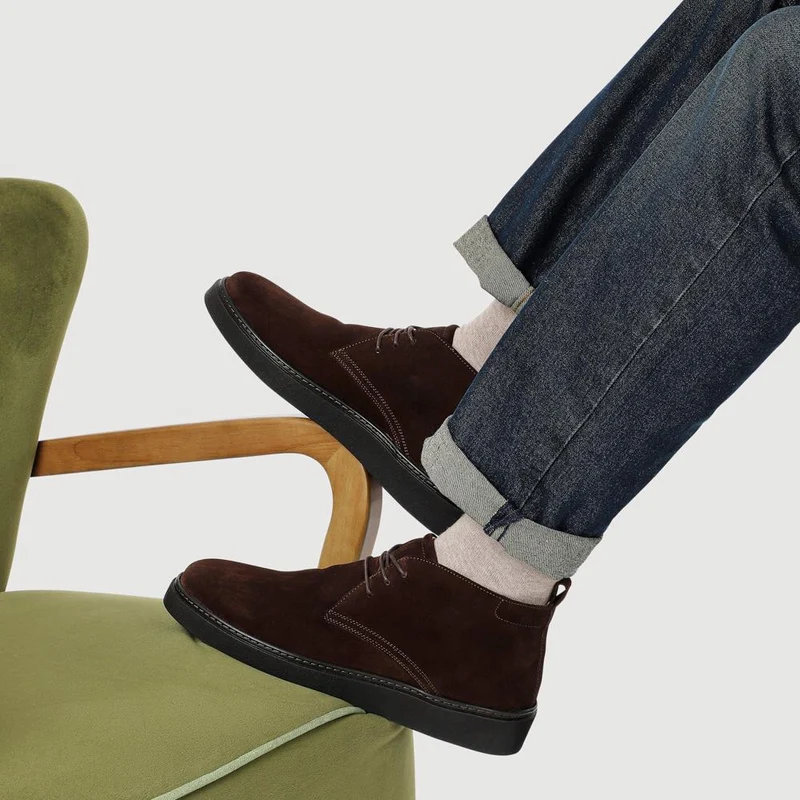 Dane Leather Lace-Up Boots - DANE / 327 863 - Brown Suede