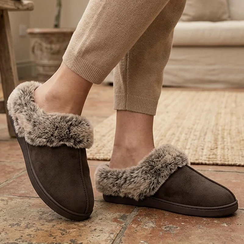 Wide Fit Soft Mule Slippers - GALOP42017 / 328 610 - Chocolate