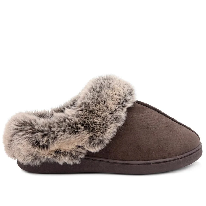 Wide Fit Soft Mule Slippers - GALOP42017 / 328 610 - Chocolate