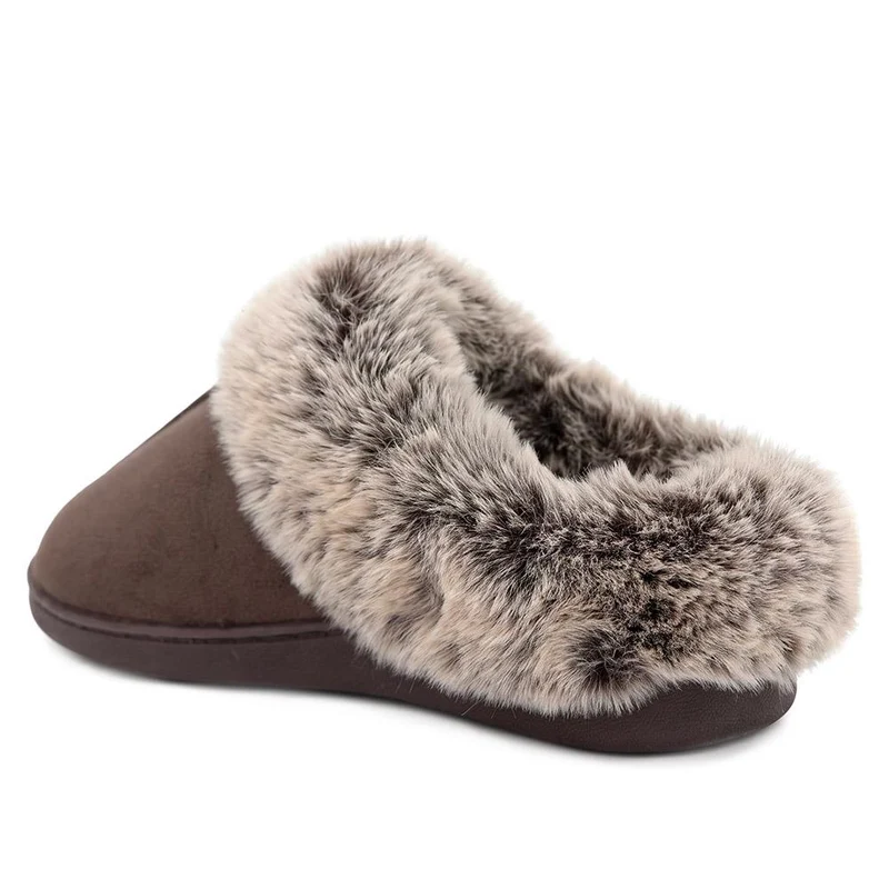 Wide Fit Soft Mule Slippers - GALOP42017 / 328 610 - Chocolate