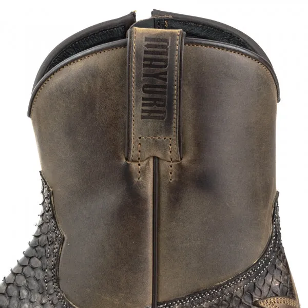 Handgefertigte Herren-Cowboystiefel oder Stiefeletten aus exotischem braunem und schwarzem Leder 12 Texanas