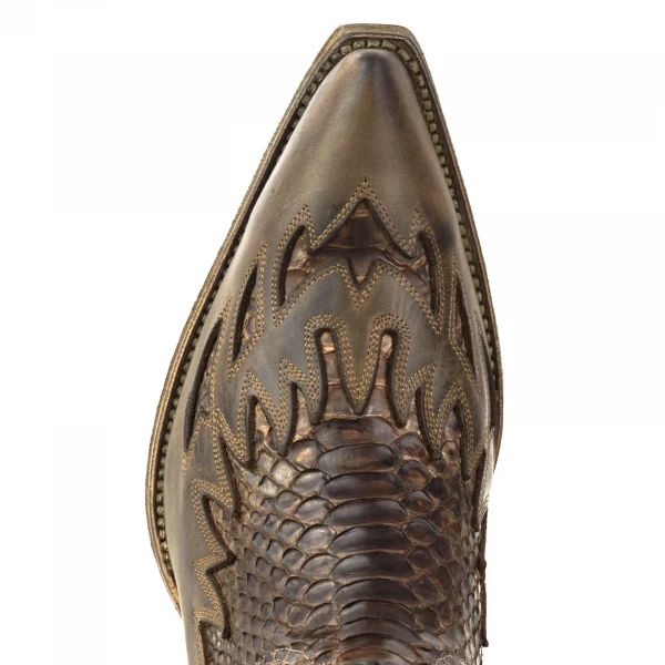 Handgefertigte Herren-Cowboystiefel oder Stiefeletten aus exotischem mattbraunem Leder 12 Texanas