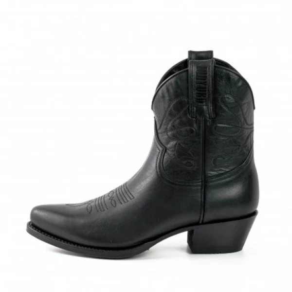 Handgefertigte Damen-Cowboystiefel oder Stiefeletten aus schwarzem Leder 2374 Texanas