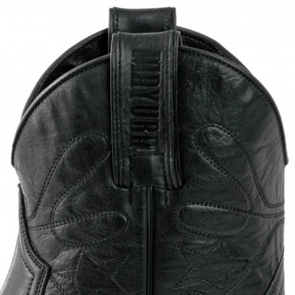 Handgefertigte Damen-Cowboystiefel oder Stiefeletten aus schwarzem Leder 2374 Texanas