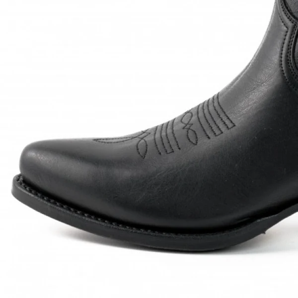 Handgefertigte Damen-Cowboystiefel oder Stiefeletten aus schwarzem Leder 2374 Texanas