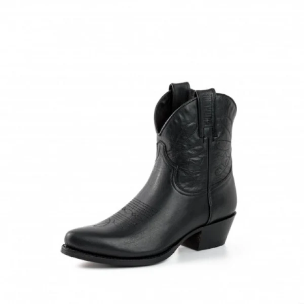 Handgefertigte Damen-Cowboystiefel oder Stiefeletten aus schwarzem Leder 2374 Texanas