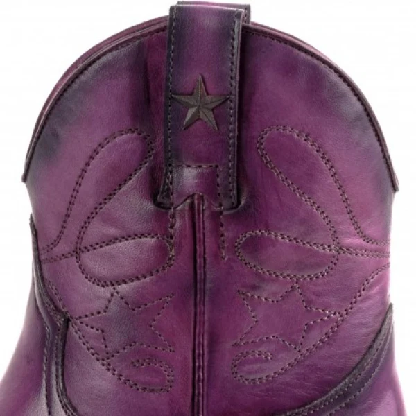 Handgefertigte Damen-Cowboystiefel oder Stiefeletten aus lila Leder 2374 Texanas