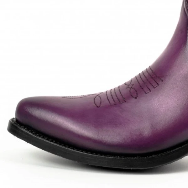 Handgefertigte Damen-Cowboystiefel oder Stiefeletten aus lila Leder 2374 Texanas
