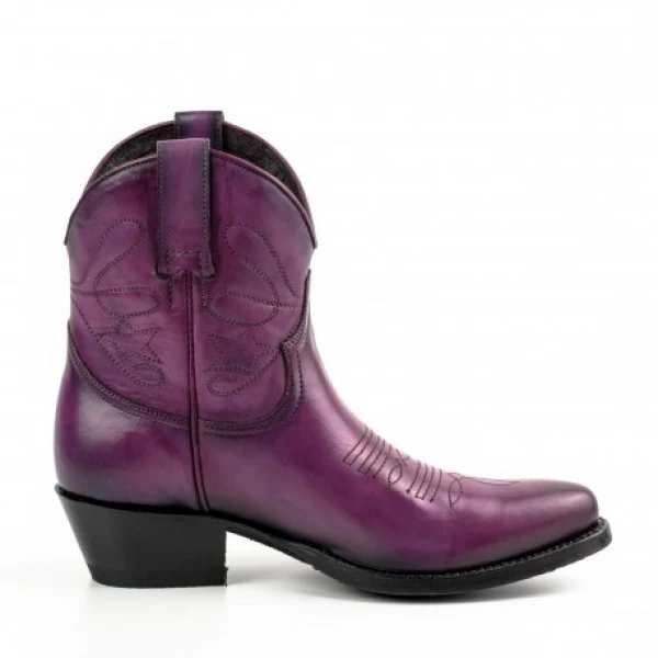 Handgefertigte Damen-Cowboystiefel oder Stiefeletten aus lila Leder 2374 Texanas