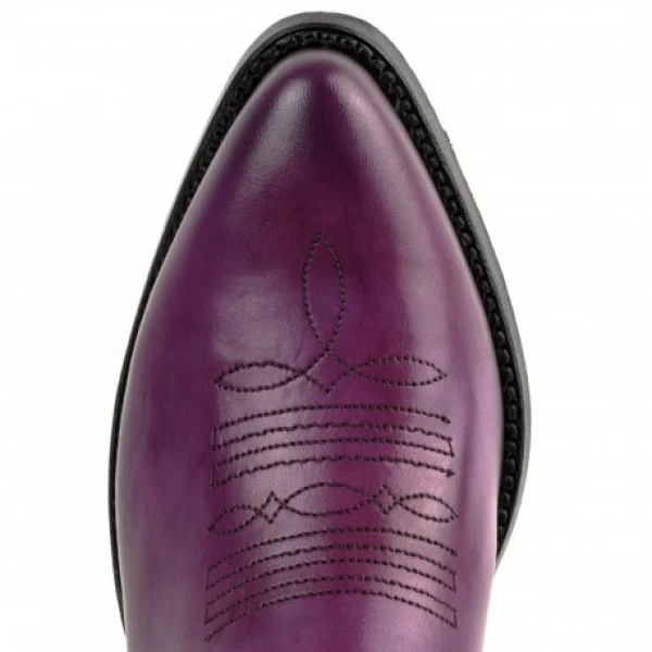 Handgefertigte Damen-Cowboystiefel oder Stiefeletten aus lila Leder 2374 Texanas