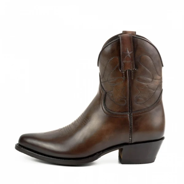 Damen-Cowboystiefel oder Stiefeletten aus handgefertigtem braunem Leder 2374 Texanas
