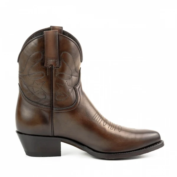 Damen-Cowboystiefel oder Stiefeletten aus handgefertigtem braunem Leder 2374 Texanas