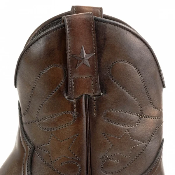 Damen-Cowboystiefel oder Stiefeletten aus handgefertigtem braunem Leder 2374 Texanas
