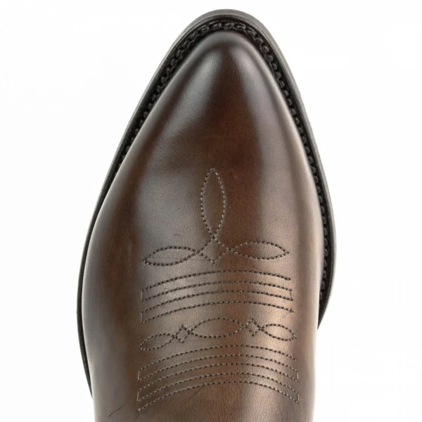 Damen-Cowboystiefel oder Stiefeletten aus handgefertigtem braunem Leder 2374 Texanas
