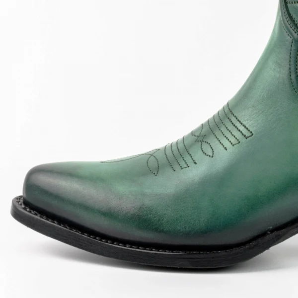 Handgefertigte Damen-Cowboystiefel oder Stiefeletten aus grünem Leder 2374 Texanas